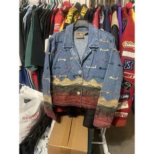 Size Woman’s M- VTG Don’t Mess With Texas Tapestry Jacket Western Horses Cowboy